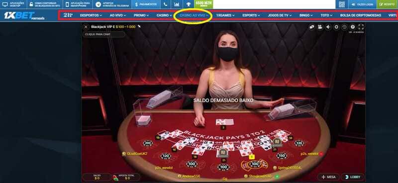 Jogar 1xBet casino ao vivo online 